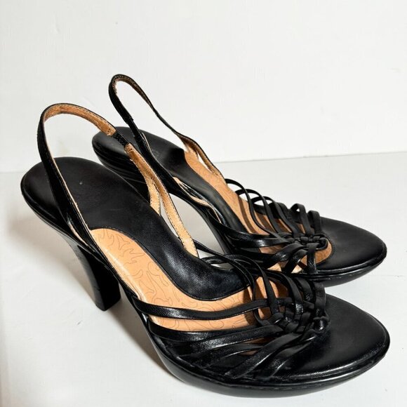 Sofft Women's Sandal Size 7 Block Heel Strappy Slingback Black Patent Dress Shoe - Picture 2 of 10